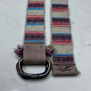 Hollister Woven Stripe D Ring Belt Multicolor Boho Casual Versatile Retro